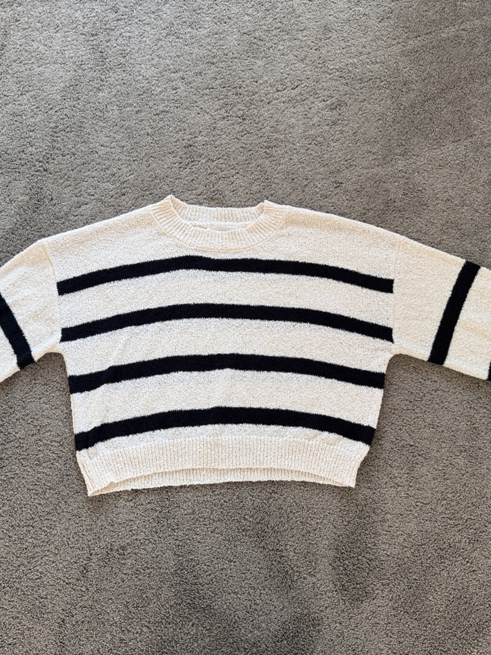 Womens Cream & Black Striped Sweater